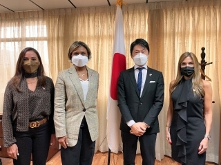 福島大使のべリオ保健大臣代行、カストロ外務次官、ノリエガ保健省国際協力局長との会談(2022年3月29日)