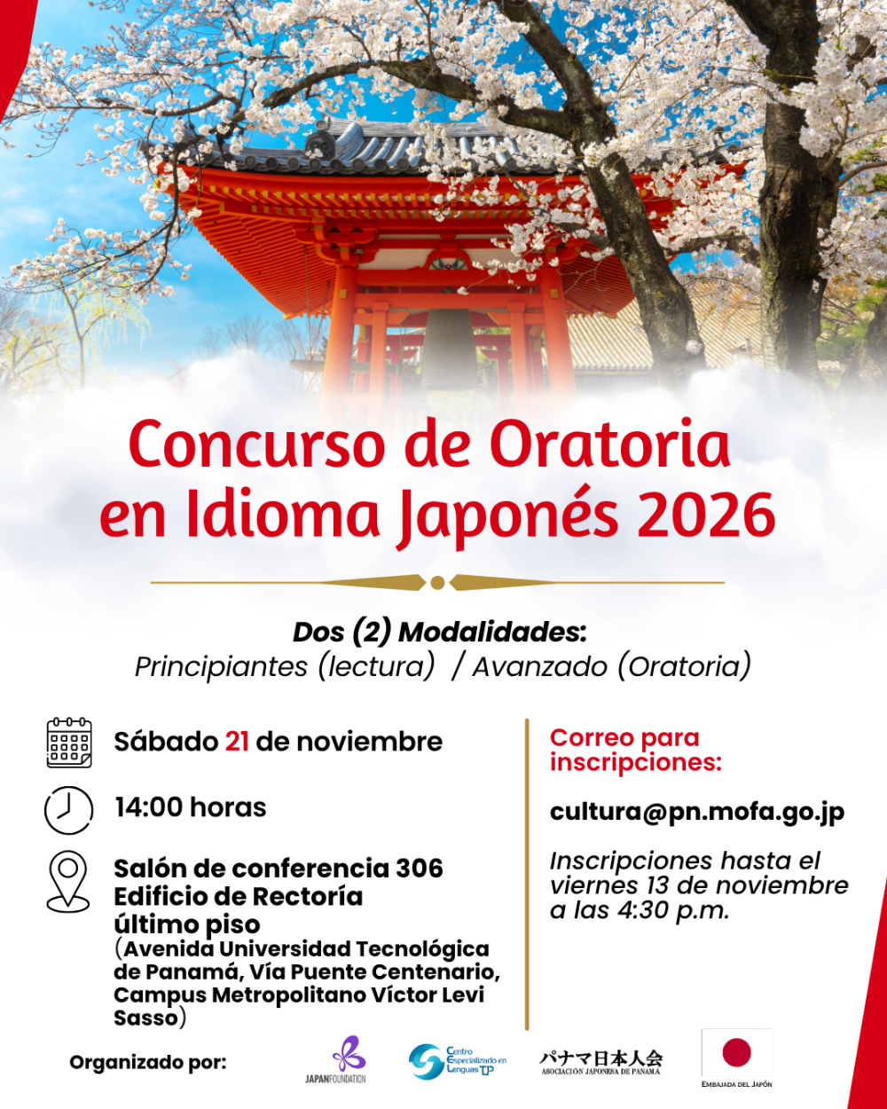 VOLANTE CONCURSO DE ORATORIA EN IDIOMA JAPONES 2026